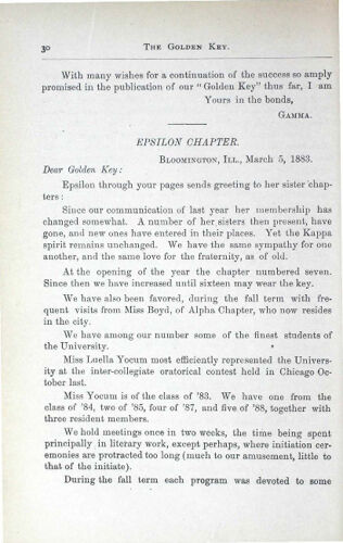 News-Letters: Epsilon Chapter, March 5, 1883 (image)
